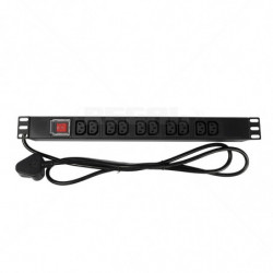 Cabinet 1U PDU 19" 10-Way 10A IEC Outlet incl On/Off Switch
