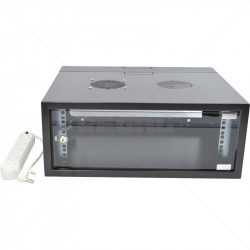 Cabinet 4U Wall Box Swingframe Collar 400x100mm incl Fan & Power Black